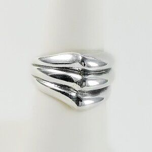Ribbed Wave Sterling Ring - Chunky Sterling Silver Ring